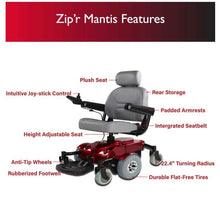 Load image into Gallery viewer, Zip’r Mantis SE Electric Wheelchair with Power Adjustable Seat