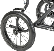 Load image into Gallery viewer, Close-up of a black bicycle wheel with a black frame and the visible Aerofit brand logo on a white background.