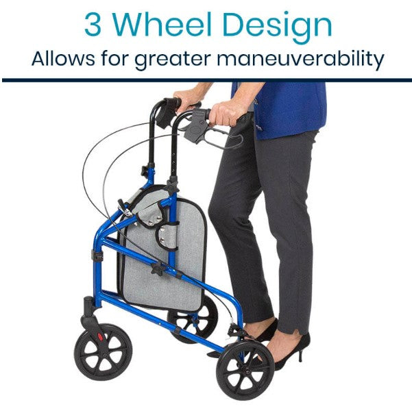 3 Wheel Walker Rollator - Lightweight Foldable Walking Transport - MOB1026