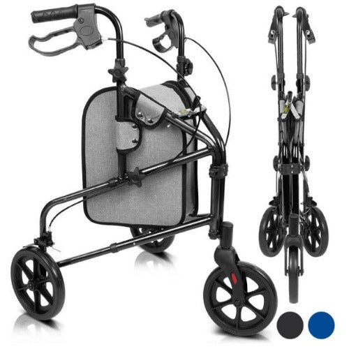 3 Wheel Walker Rollator - Lightweight Foldable Walking Transport - MOB1026